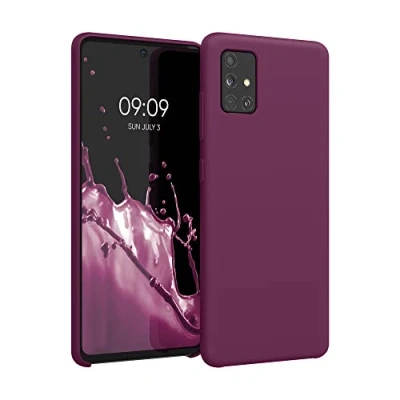 Afbeelding van kwmobile telefoonhoesje geschikt voor Samsung Galaxy A51 Hoesje met siliconen coating Smartphone case in bordeaux violet