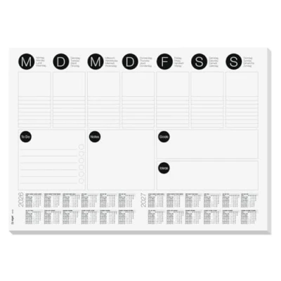 Afbeelding van Designonderlegger Sigel week planner A3 26/27 42x29,7cm 30 vel met to