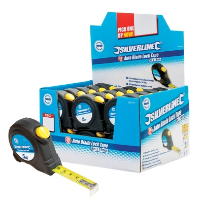 Afbeelding van Silverline Rolmaat met Blokkeerknop Lengte 5 meter x 19 mm 30 stuks