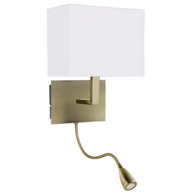 Afbeelding van Searchlight HOTEL Slaapkamer Wandlamp met Leeslamp Goud