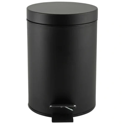 Afbeelding van Beldray LA038098BLKFEU7 Bathroom Pedal Bin Small Round Stainless Steel Sanitary Waste For Bedroom, Office, Kitchen, Toilet, Soft Close Rubbish Bin, Removable 3L Inner Bucket, Carry Handle, Black