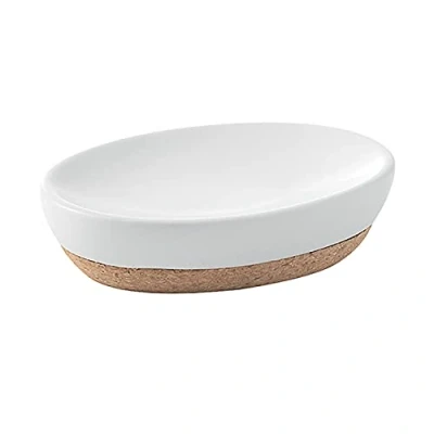 Afbeelding van GEDY G Canberra zeepbakje, afmetingen en gewicht: 3 x 13 9,5 cm &amp; 0,184 kg, van keramiek kurk, witte afwerking, design R&amp;S, 2 jaar garantie, uniek