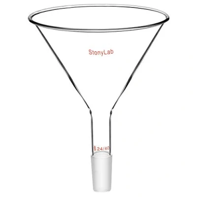 Afbeelding van stonylab Glazen Poedertrechter met Korte Steel en 150 mm Buitendiameter aan de Bovenzijde 24/40 Binnenste Gezamenlijke Filter Trechter