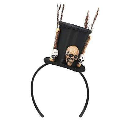 Afbeelding van Boland 72278 Tiara Voodoo, haarband met minihoed en doodshoofd, mama wata, wondergenezer, hoofdbedekking, accessoire, Halloween, carnaval, themafeest