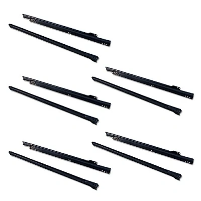 Afbeelding van Emuca Ladelopers 550mm met gedeeltelijke verlenging in zwarte kleur, set van 5 schuifregelaars voor lade