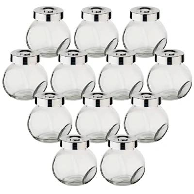 Afbeelding van gouveo set van 12 kruidenpotjes 100 ml BonBon met schroefdop zilverkleurig Kleine potjes om te vullen Lege voorraadpotjes