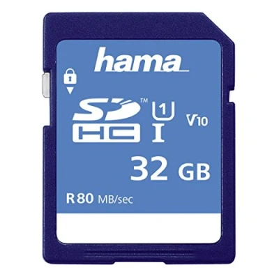 Afbeelding van Hama Geheugenkaart SDHC 32 GB (SD 3.01 standaard, 80 MB/s, klasse 10, gegevensbeveiliging dankzij mechanische schrijfbescherming, tekstveld)