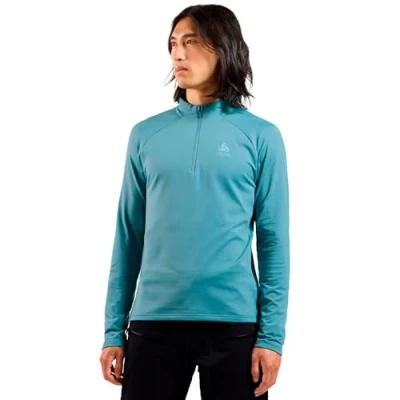 Afbeelding van Odlo Fleece pullover heren Essential Light I midlayer met halve ritssluiting lange mouwen wandelshirt