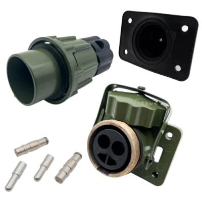 Afbeelding van SERTPLAS 2 polige Nato stopcontact incl. stekker met 4 contactstiften 35 mm² en rubberen afdichting, geschikt voor militaire voertuigen, brandweervoertuigen, ambulances, landbouwmachines,