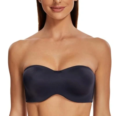 Afbeelding van MELENECA strapless bh voor grote borsten, minimizer, ongevoerde bandeau met beugel Donkerblauw 65B