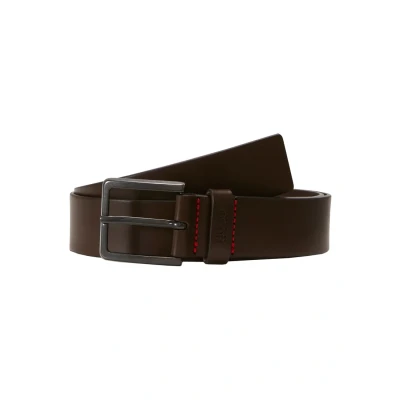 Afbeelding van HUGO BOSS heren Gionio riem van leer in de kleur Donkerbruin, maat: 110 cm