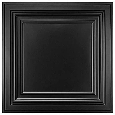 Afbeelding van Art3d 12 stuks, 4,5㎡, Decoratieve Drop Plafondtegel, PVC plafondtegels, 61x61cm kunststof plaat in Zwart