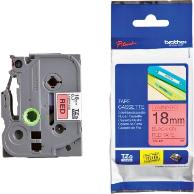 Afbeelding van Labeltape Brother P touch TZE 441 18mm zwart op rood 1 stuk