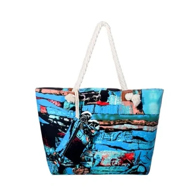 Afbeelding van Grote strandtas, waterafstotend, met ritssluiting, Abstract Art, strandtas