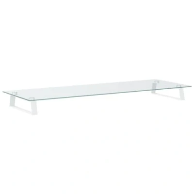 Afbeelding van vidaXL Monitorstandaard 100x35x8 cm gehard glas en metaal wit