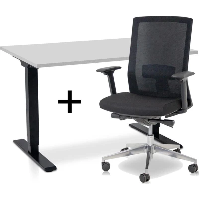 Afbeelding van MRC COMFORT Set Zit sta bureau + stoel 140x80 grijs