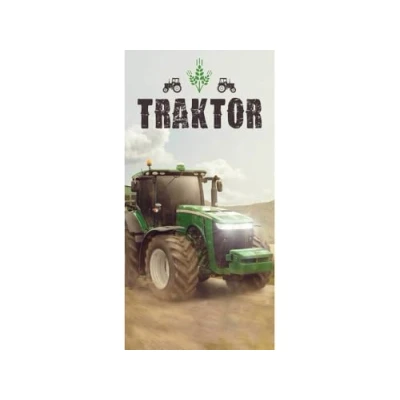 Afbeelding van Jerry Fabrics Tractor douchehanddoek handdoek strandhanddoek trekker 70 x 140cm