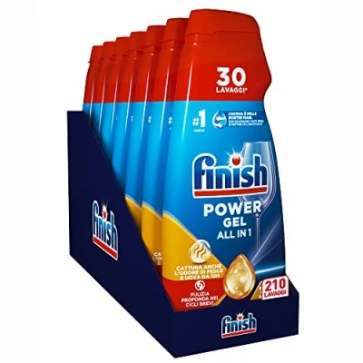 Afbeelding van Finish Powergel vaatwasmiddel, geurremmend, gel, 7 x 210 wasbeurten, 4200 ml