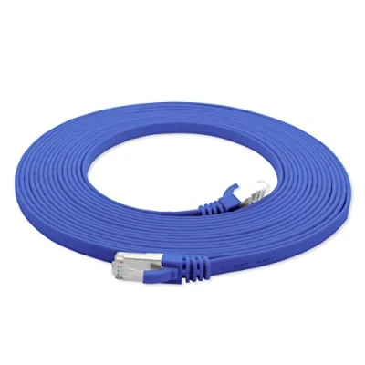 Afbeelding van 7,5m blauw 1 stuk Cat7 flatcable Ethernet Cable Gigabit Lan Netwerkkabel RJ45 Cat 7 ruwe Kabel (10Gbit/s) platte lintkabel installatiekabel Patchkabel flat slim Rj 45 connector Cat6a