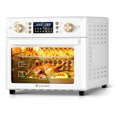 Afbeelding van LLIVEKIT 26 liter friteuse, zonder olie, mini oven, heteluchtfriteuse 360 graden, airfryer met 14 programma&#039;s, gezonder en snel koken laag vet, 8 accessoires 1 receptenboekje 1700 W