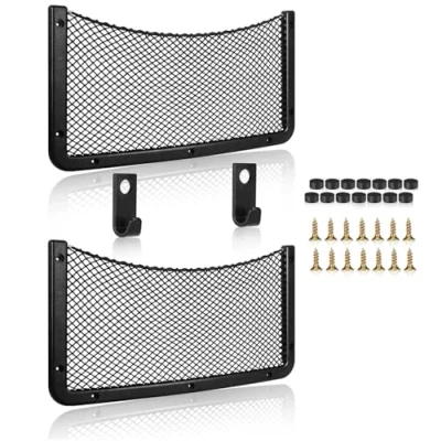 Afbeelding van Verschillende Maten Kofferbak Nettas, Auto Opbergnet, Elastisch Multifunctioneel Bagagenet, Keukengereinet Voor Camper, Boten, Thuis (Met Schroeven)