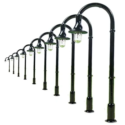 Afbeelding van Evemodel 10 stuks model lampen lantaarns spoor H0 48mm modelbouw modelbaan landschapsarchitectuur L005