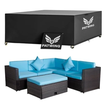 Afbeelding van PATWING Tuinmeubelafdekking, 600D Oxford Weefsel, Afdekhoezen voor Meubelsets, Waterdicht, Winddicht, UV Bestendige Afdekking, Tuinmeubelen, Winterbestendig (270*180*89cm)