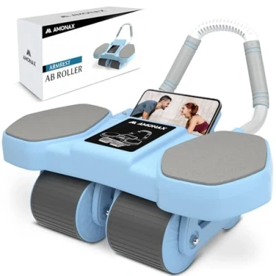 Afbeelding van Amonax Ab Roller Oefenwiel, Vier Wiel Met Elleboog Ondersteuning, Automatisch Rebound Abdominale Voor Core Buikspieren, Abs Workout Apparatuur Thuis Gym Mannen Vrouwen