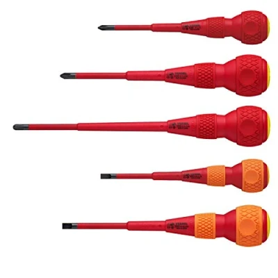 Afbeelding van VESSEL BALL GRIP VDE schroevendraaier (geïsoleerd) kruiskop/plat, set van 5 stuks
