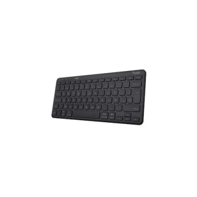 Afbeelding van Trust Lyra Bluetooth toetsenbord, QWERTY, Spaans, 85% gerecycled kunststof, meerdere apparaten, compact, oplaadbaar, voor Windows, Mac, pc, laptop, tablet, iPad, Android, iOS, zwart