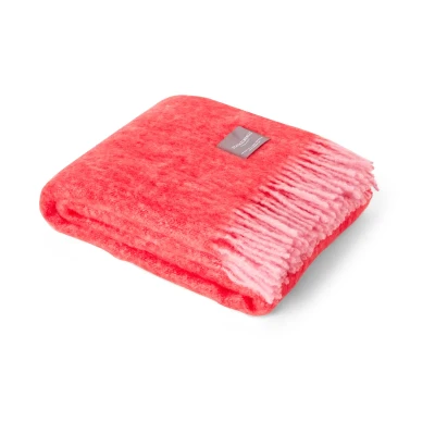 Afbeelding van Stackelbergs Plaid Mohairdeken Mohair Wol Rood Roze L 130 cm B 170