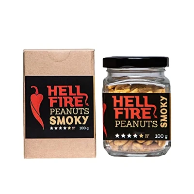 Afbeelding van I LOVE SPICY Hellfire Peanuts Smoky 100 g Hete Pinda&#039;s met Trinidad Scorpion Moruga en Fatalii Chilipeper, Heetheid 4/5