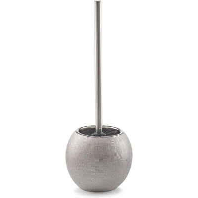 Afbeelding van WC/Toiletborstel in houder keramiek zilver glitter D12 x 34 cm Toiletborstels