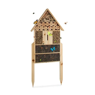 Afbeelding van Relaxdays insectenhotel xl vrijstaand insectenhuis voor bijen en vlinders van hout