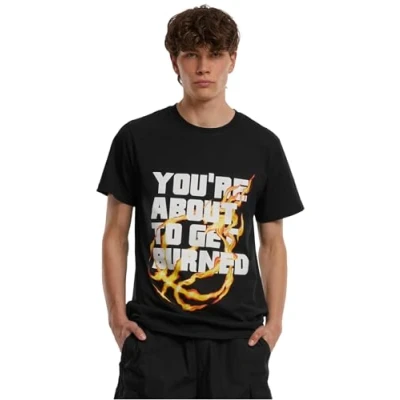 Afbeelding van Mister Tee YOU RE About TO GET Burned Tshirt print, Heren, Maat: Large, Black