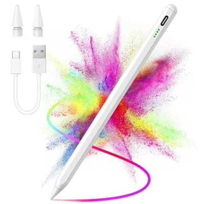 Afbeelding van Pen voor Apple iPad (2018 2024), touchpen tablet, potlood met kantelgevoeligheid en handpalm afwijzing, compatibel 10/9/8/7/6, Pro 12.9/11/Air 5/4/3/Mini 6/5