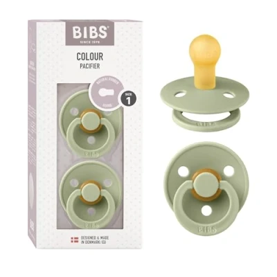 Afbeelding van BIBS Colour Speen verpakking van 2 stuks. BPA vrij, Ronde speen. Natuurlijk rubberlatex, Maat 1 (0 6 maanden), Sage/Sage