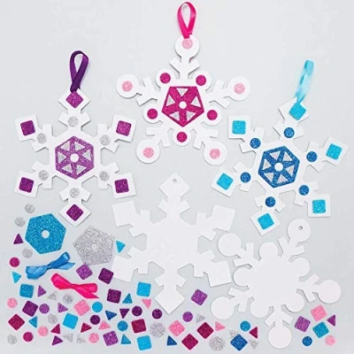 Afbeelding van Baker Ross AX479 Kerstboom Sneeuwvlok Mix &amp; Match Decoratie Set Pak Van 8, Creatieve Knutselspullen Voor De Kinderen Om Te Maken En Versieren
