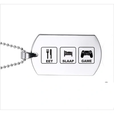 Afbeelding van Ketting RVS Eet Slaap Game