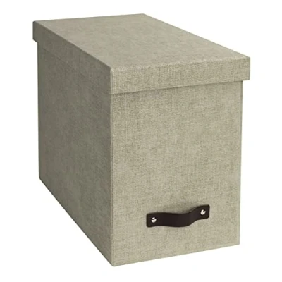 Afbeelding van BIGSO BOX OF SWEDEN JOHAN hangmappenbox met deksel, stijlvolle archiefdoos inclusief 8 hangmappen, van vezelplaat en papier in linnenlook, beige