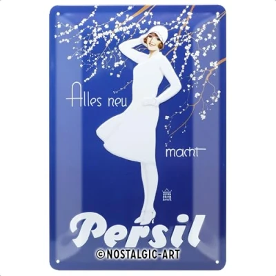 Afbeelding van Nostalgic Art Persil Retro metalen bord, 20 x 30 cm, wit dame blauw, cadeau idee voor nostalgische fans, van metaal, vintage design