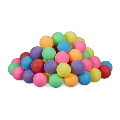 Afbeelding van Relaxdays beer pong balletjes, set van 100, kunststof, groot, zonder opdruk, tafeltennisballetjes, Ø 40 mm, gekleurd