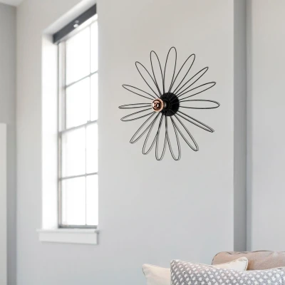 Afbeelding van Wandlamp groot bedrade bloem Solaeris 58 x 12 cm Metaal Zwart Menzzo