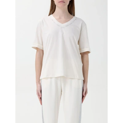 Afbeelding van Liu Jo dames T shirt met logo en strass in de kleur Gebroken wit, maat: L