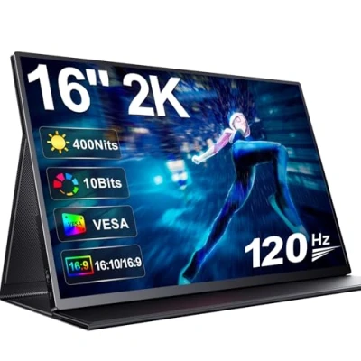 Afbeelding van Draagbare Monitor 2K 120Hz UPERFECT 16 Inch Mobiel Display met 2560 * 1600 1200:1 Contrast 400 Nits IPS scherm Mini HDMI USB C voor PC Laptop Smartphone Xbo Switch PS5 VESA compatibel