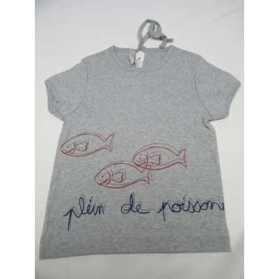 Afbeelding van petit bateau , meisje t shirt korte mouw grijs plein de poissons, 4jaar 102