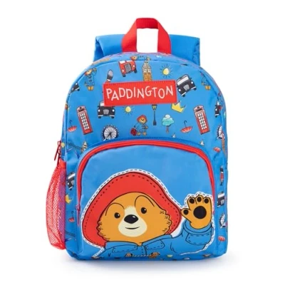 Afbeelding van Paddington Bear Boys Backpack Blauwe en rode rugzak met verstelbare bandjes Brits karakter praktische georganiseerde bagage Sport schooltas voor kinderen Movie Series Merchandise Gift, Blauw,