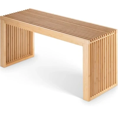 Afbeelding van Bamboe Bank Houten Keukenbankje Eetkamerbank 90 x 33 43 cm Eetbank Van Halbank Ingangsbank Comfortabele Zitbank Eetkamer Zonder Rugleuning