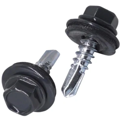 Afbeelding van SKIR&#039;CO (50 stuks) Dakschroeven, zeskantkop, 4,8 x 19 mm Gelakte zelfborende schroeven met EPDM sluitringen (antracietgrijs RAL 7016)