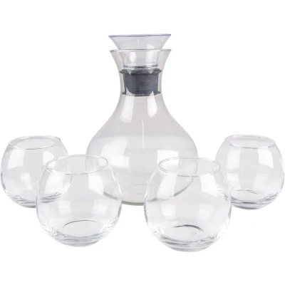 Afbeelding van Clayre &amp; Eef Karaf met Glazen 1740 ml / 375 Glas Rond Waterkan Transparant